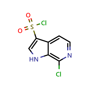 Chemical structure of 7-chloro-1H-pyrrolo[2,3-c]pyridine-3-sulfonyl chloride , CAS 1001413-18-8, AChemBlock P50008
