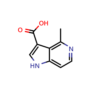 Chemical structure of 4-methyl-1H-pyrrolo[3,2-c]pyridine-3-carboxylic acid , CAS 1000342-75-5, AChemBlock P50014