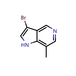 Chemical structure of 3-bromo-7-methyl-1H-pyrrolo[3,2-c]pyridine , CAS 1000341-40-1, AChemBlock P50017
