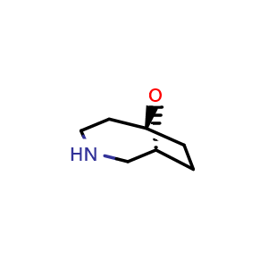 Chemical structure of (1R,6S)-9-oxa-3-azabicyclo[4.2.1]nonane , CAS 2231664-63-2, AChemBlock P50040