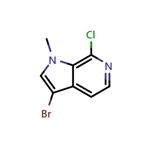 Chemical structure of 3-bromo-7-chloro-1-methyl-1H-pyrrolo[2,3-c]pyridine , CAS 2231673-48-4, AChemBlock P50061