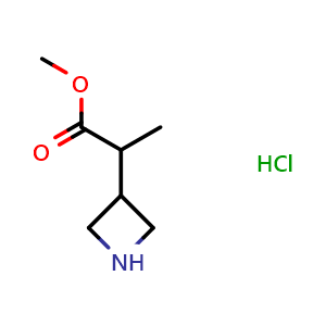 Chemical structure of methyl 2-(azetidin-3-yl)propanoate hydrochloride , CAS 2231676-19-8, AChemBlock P50127