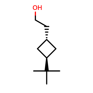 Chemical structure of 2-(trans-3-tert-butylcyclobutyl)ethanol , CAS 2231666-31-0, AChemBlock P50129
