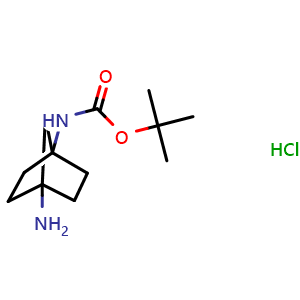 Chemical structure of tert-butyl N-{4-aminobicyclo[2.2.1]heptan-1-yl}carbamate hydrochloride , CAS 2227206-30-4, AChemBlock P50145