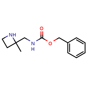 Chemical structure of benzyl N-[(2-methylazetidin-2-yl)methyl]carbamate , CAS 2231675-35-5, AChemBlock P50196