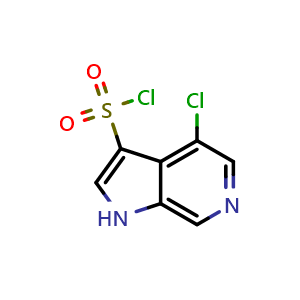 Chemical structure of 4-chloro-1H-pyrrolo[2,3-c]pyridine-3-sulfonyl chloride , CAS 2231674-38-5, AChemBlock P50229