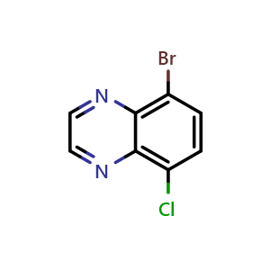 Chemical structure of 5-Bromo-8-chloroquinoxaline , CAS 2227206-68-8, AChemBlock P50237