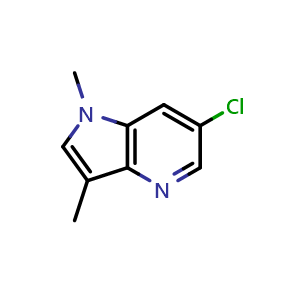 Chemical structure of 6-chloro-1,3-dimethyl-1H-pyrrolo[3,2-b]pyridine , CAS 2231675-91-3, AChemBlock P50244