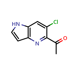 Chemical structure of 1-{6-chloro-1H-pyrrolo[3,2-b]pyridin-5-yl}ethan-1-one , CAS 2231673-58-6, AChemBlock P50247