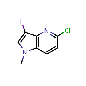 Chemical structure of 5-chloro-3-iodo-1-methyl-1H-pyrrolo[3,2-b]pyridine , CAS 2231674-59-0, AChemBlock P50260