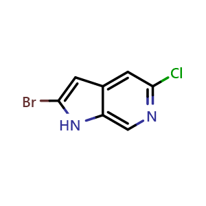 Chemical structure of 2-bromo-5-chloro-1H-pyrrolo[2,3-c]pyridine , CAS 2231674-73-8, AChemBlock P50270