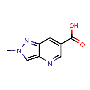 Chemical structure of 2-methyl-2H-pyrazolo[4,3-b]pyridine-6-carboxylic acid , CAS 2231673-41-7, AChemBlock P50288