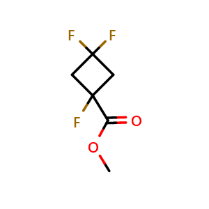 Chemical structure of methyl 1,3,3-trifluorocyclobutane-1-carboxylate , CAS 2231677-18-0, AChemBlock P50381