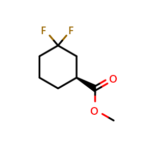 Chemical structure of methyl (1S)-3,3-difluorocyclohexane-1-carboxylate , CAS 2227197-42-2, AChemBlock P50384