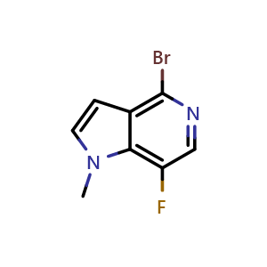 Chemical structure of 4-bromo-7-fluoro-1-methyl-1H-pyrrolo[3,2-c]pyridine , CAS 2231677-11-3, AChemBlock P50419