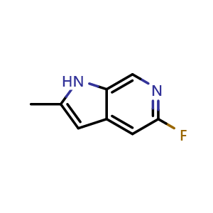Chemical structure of 5-fluoro-2-methyl-1H-pyrrolo[2,3-c]pyridine , CAS 2231677-06-6, AChemBlock P50437