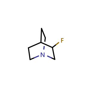 Chemical structure of 3-fluoro-1-azabicyclo[2.2.2]octane , CAS 2231675-21-9, AChemBlock P50451