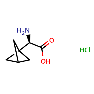 Chemical structure of (2R)-2-amino-2-{bicyclo[1.1.1]pentan-1-yl}acetic acid hydrochloride , CAS 2227197-63-7, AChemBlock P50469