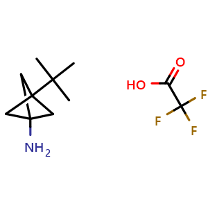 Chemical structure of 3-tert-butylbicyclo[1.1.1]pentan-1-amine; trifluoroacetic acid , CAS 2231674-48-7, AChemBlock P50541