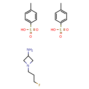 Chemical structure of 1-(3-fluoropropyl)azetidin-3-amine; bis(4-methylbenzene-1-sulfonic acid) , CAS 2231673-65-5, AChemBlock P50560