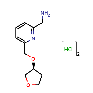 Chemical structure of (S)-(6-(((Tetrahydrofuran-3-yl)oxy)methyl)pyridin-2-yl)methanamine dihydrochloride , CAS 2227199-15-5, AChemBlock P50563