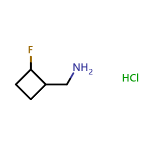Chemical structure of 1-(2-fluorocyclobutyl)methanamine hydrochloride , CAS 2227206-43-9, AChemBlock P50566