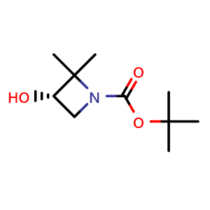 Chemical structure of tert-butyl (3S)-3-hydroxy-2,2-dimethyl-azetidine-1-carboxylate , CAS 2227198-70-9, AChemBlock P50602