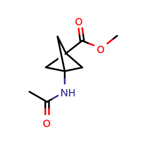 Chemical structure of methyl 3-acetamidobicyclo[1.1.1]pentane-1-carboxylate , CAS 2231673-04-2, AChemBlock P50612