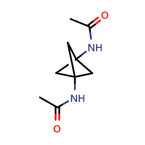 Chemical structure of N-{3-acetamidobicyclo[1.1.1]pentan-1-yl}acetamide , CAS 2231676-53-0, AChemBlock P50613