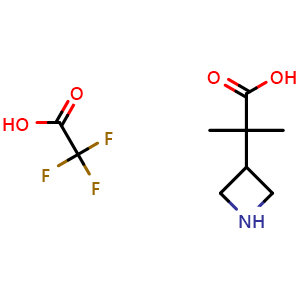 Chemical structure of 2-(azetidin-3-yl)-2-methylpropanoic acid; trifluoroacetic acid , CAS 2225878-90-8, AChemBlock P50636
