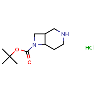 Chemical structure of tert-butyl 3,7-diazabicyclo[4.2.0]octane-7-carboxylate hydrochloride , CAS 2227107-91-5, AChemBlock P50670