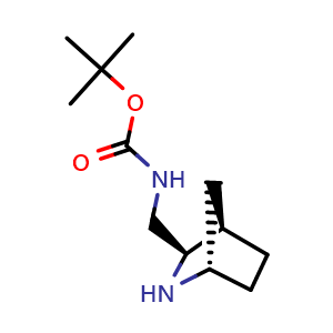Chemical structure of tert-butyl N-{[(1S,3R,4R)-2-azabicyclo[2.2.1]heptan-3-yl]methyl}carbamate , CAS 2227197-64-8, AChemBlock P50685