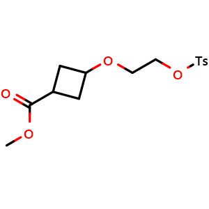 Chemical structure of methyl 3-{2-[(4-methylbenzenesulfonyl)oxy]ethoxy}cyclobutane-1-carboxylate , CAS 2231676-31-4, AChemBlock P50709