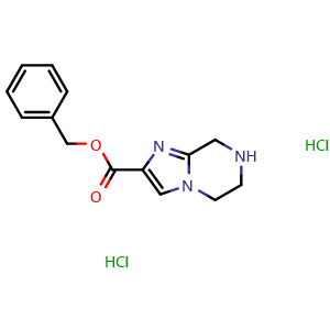 Chemical structure of benzyl 5H,6H,7H,8H-imidazo[1,2-a]pyrazine-2-carboxylate dihydrochloride , CAS 2227206-01-9, AChemBlock P50719