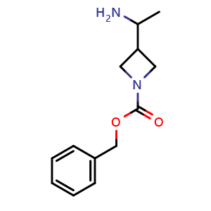 Chemical structure of benzyl 3-(1-aminoethyl)azetidine-1-carboxylate , CAS 2231676-47-2, AChemBlock P50720
