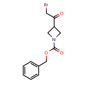 Chemical structure of benzyl 3-(2-bromoacetyl)azetidine-1-carboxylate , CAS 2231674-54-5, AChemBlock P50721