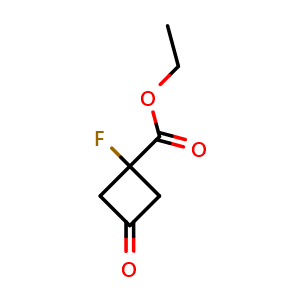 Chemical structure of ethyl 1-fluoro-3-oxocyclobutane-1-carboxylate , CAS 2231675-18-4, AChemBlock P50748
