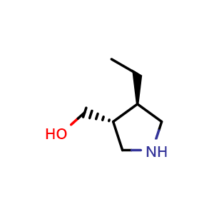 Chemical structure of [(3R,4R)-4-ethylpyrrolidin-3-yl]methanol , CAS 2227199-24-6, AChemBlock P50823