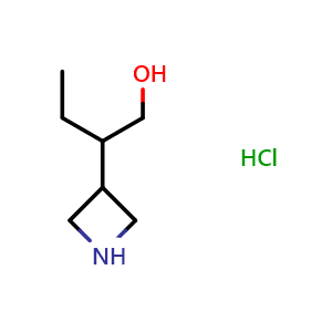 Chemical structure of 2-(azetidin-3-yl)butan-1-ol hydrochloride , CAS 2231675-20-8, AChemBlock P50843