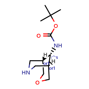 Chemical structure of tert-butyl exo-N-(3-oxa-7-azabicyclo[3.3.1]nonan-9-yl)carbamate , CAS 2231674-92-1, AChemBlock P50859