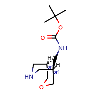 Chemical structure of tert-butyl endo-N-(3-oxa-7-azabicyclo[3.3.1]nonan-9-yl)carbamate , CAS 2231674-92-1, AChemBlock P50864
