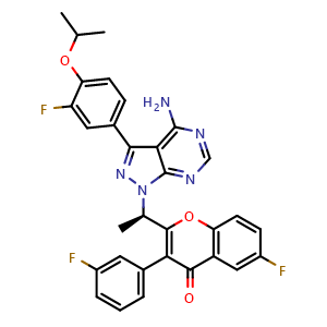 2-[(1R)-1-{4-amino-3-[3-fluoro-4-(propan-2-yloxy)phenyl]-1H-pyrazolo[3,4-d]pyrimidin-1-yl}ethyl]-6-fluoro-3-(3-fluorophenyl)-4H-chromen-4-one