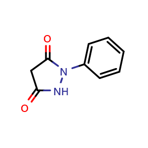 Chemical structure of 1-phenylpyrazolidine-3,5-dione , CAS 19933-22-3, AChemBlock P50989