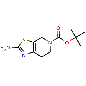 Chemical structure of 2-amino-6,7-dihydro-4h-thiazolo[5,4-c]pyridine-5-carboxylic acid tert-butyl ester , CAS 365996-05-0, AChemBlock P50993