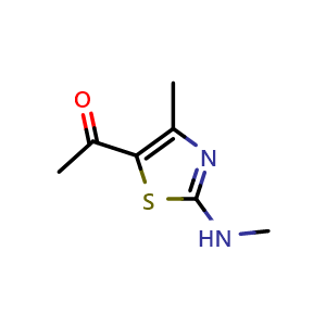 Chemical structure of 1-(4-methyl-2-(methylamino)thiazol-5-yl)ethanone , CAS 94284-66-9, AChemBlock P51006