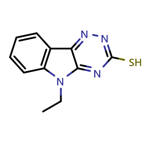 Chemical structure of 5-ethyl-5h-[1,2,4]triazino[5,6-b]indole-3-thiol , CAS 36047-55-9, AChemBlock P51015