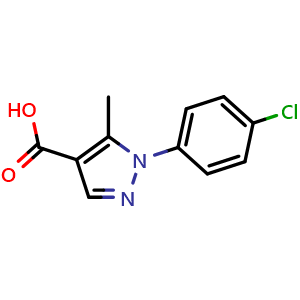 Chemical structure of 1-(4-chlorophenyl)-5-methyl-1h-pyrazole-4-carboxylic acid , CAS 187998-35-2, AChemBlock P51021