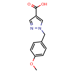 Chemical structure of 1-(4-methoxybenzyl)-1h-pyrazole-4-carboxylic acid , CAS 1105039-93-7, AChemBlock P51032