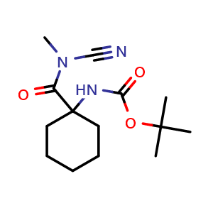 Chemical structure of tert-butyl 1-(cyanomethylcarbamoyl)cyclohexylcarbamate , CAS 225122-33-8, AChemBlock P51043