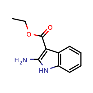 Chemical structure of ethyl 2-aminoindole-3-carboxylate , CAS 6433-72-3, AChemBlock P51061